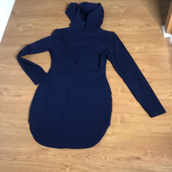Blue Hoodie Dress Long Sleeves Size Medium - Picture 4 of 7